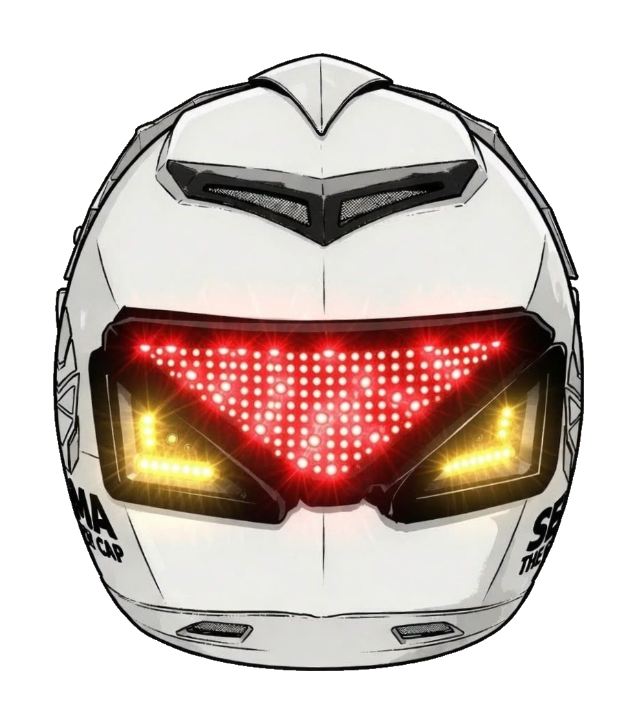 Rear of the Blaze Cap with brake light and indicators lit