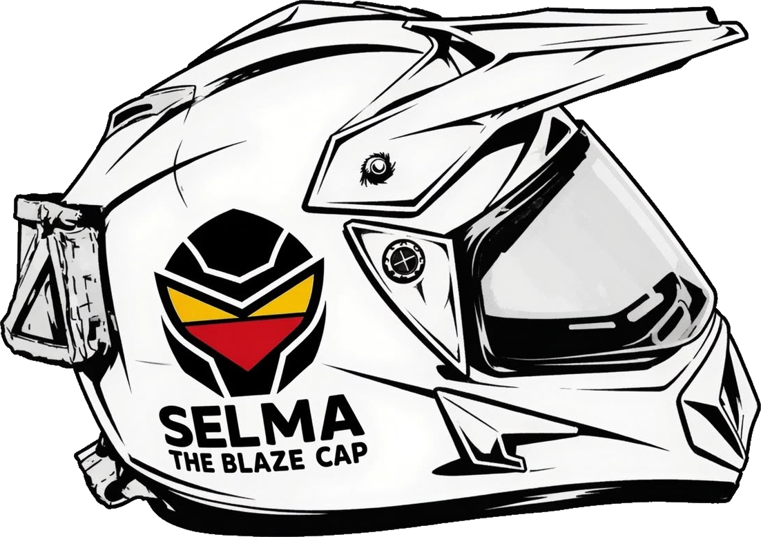 SELMA Blaze Cap helmet, line-art side profile